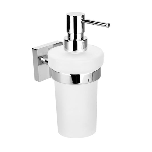 X-SQUARE Seifenspender 230ml, Milchglas, Chrom