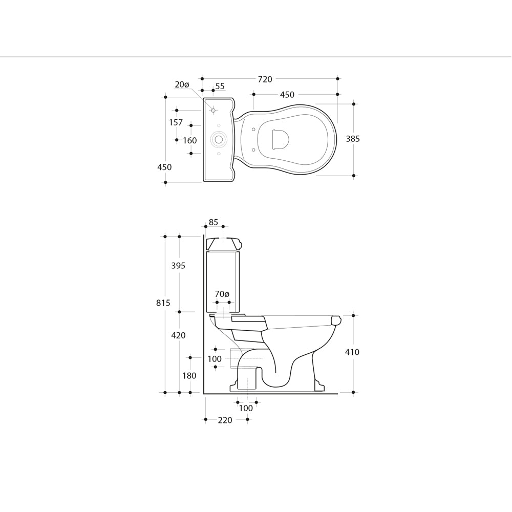 RETRO Spülkasten zum Kombi-WC, schwarz matt