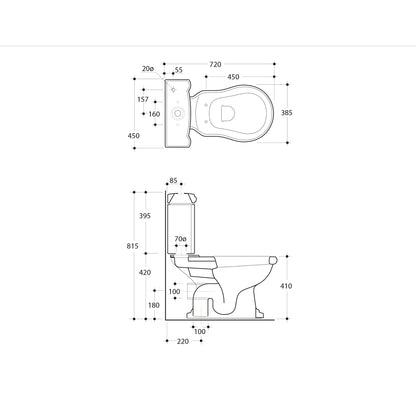 RETRO Spülkasten zum Kombi-WC, schwarz matt