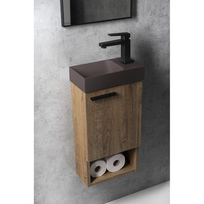 PICCOLINO Beton-Waschbecken 30,8x10x17cm, Armaturloch rechts, Dunkelbraun