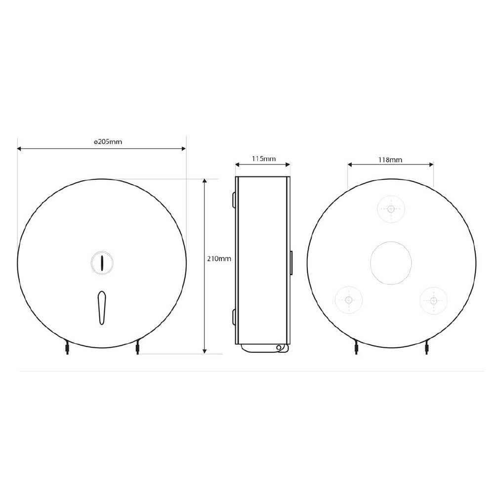 Toilettenpapierspender Spender bis durch. 19cm, 205x210x115mm, Edelstahl matt