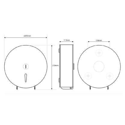 Toilettenpapierspender Spender bis durch. 19cm, 205x210x115mm, Edelstahl matt