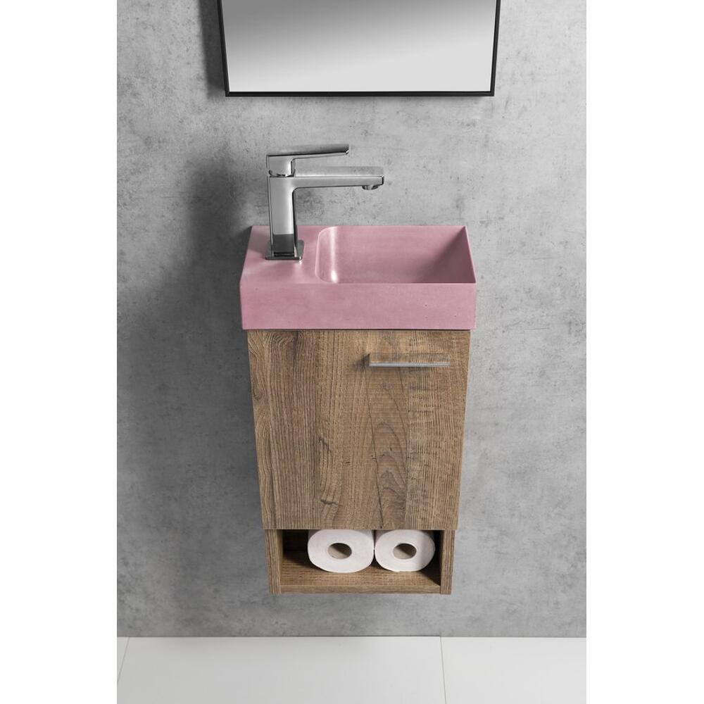 PICCOLINO Beton-Waschbecken 30,8x17cm, Wasserhahn linken, Rosa matt