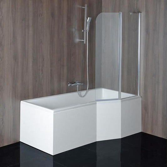 Raumsparwanne Versys 160x85/70cm mit Styroporträger und Duschkabine, rechts