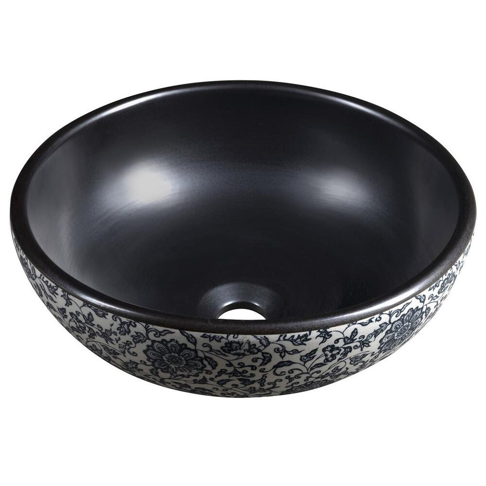 PRIORI Keramik-Waschtisch Ø 41cm, schwarz/blau
