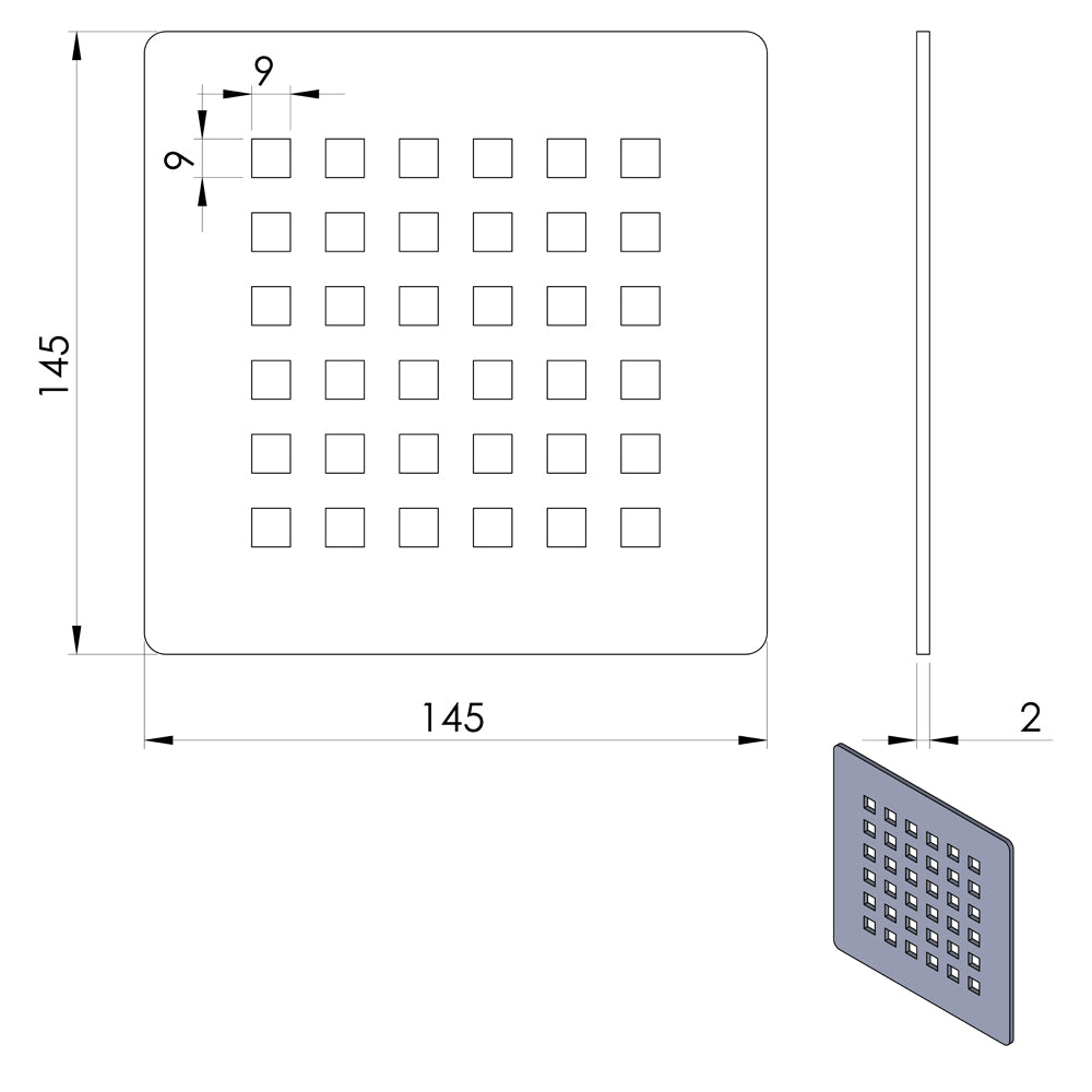FLEXIA Ablaufabdeckung, eckig, schwarz