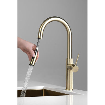 FLAWO Küchenarmatur mit ausziehbarer Spülbrause, Gold matt