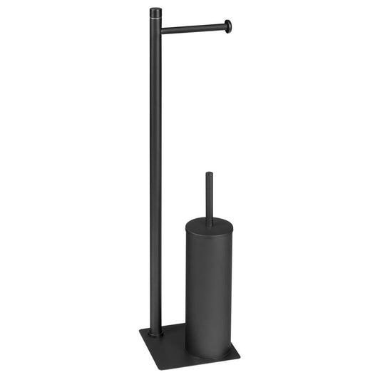 TRILLY Ständer mit Toilettenpapierhalter und WC-Bürste, eckig, schwarz matt