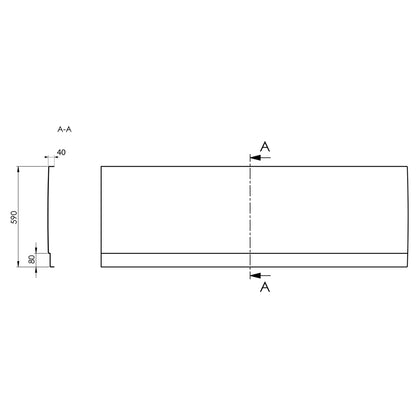 PLAIN Frontschürze 170x59cm, Schwarz matt, Rechts