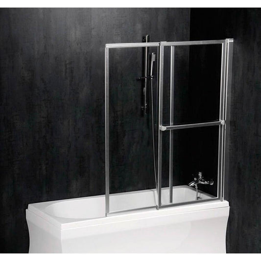 OLBIA Badewannenfaltwand, B. 1230mm, silber, Klarglas