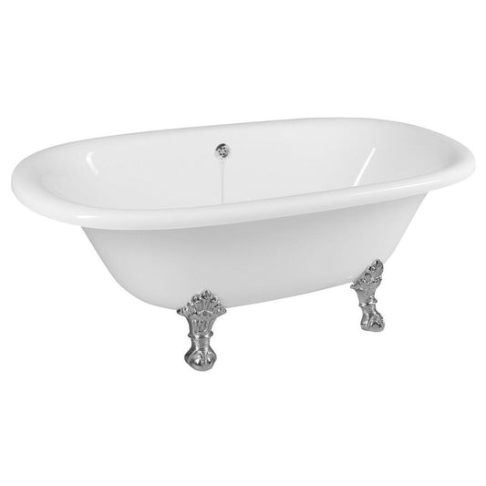 REGATA Freistehende Badewanne 175x85x61cm, Füße Chrom, weiß
