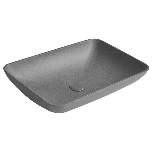 INFRANE Betonwaschbecken mit Auslauf, 57x37 cm, schwarzer Granit