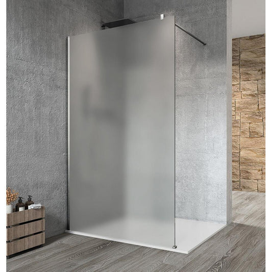 VARIO CHROME Glaswand für Wandmontage, 1-teilig, 1400mm, Milchglas