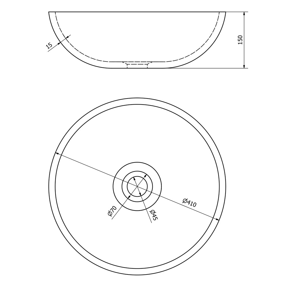 PRIORI Keramik-Waschtisch Ø 41 cm, blaues Muster