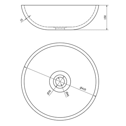 PRIORI Keramik-Waschtisch Ø 41 cm, blaues Muster