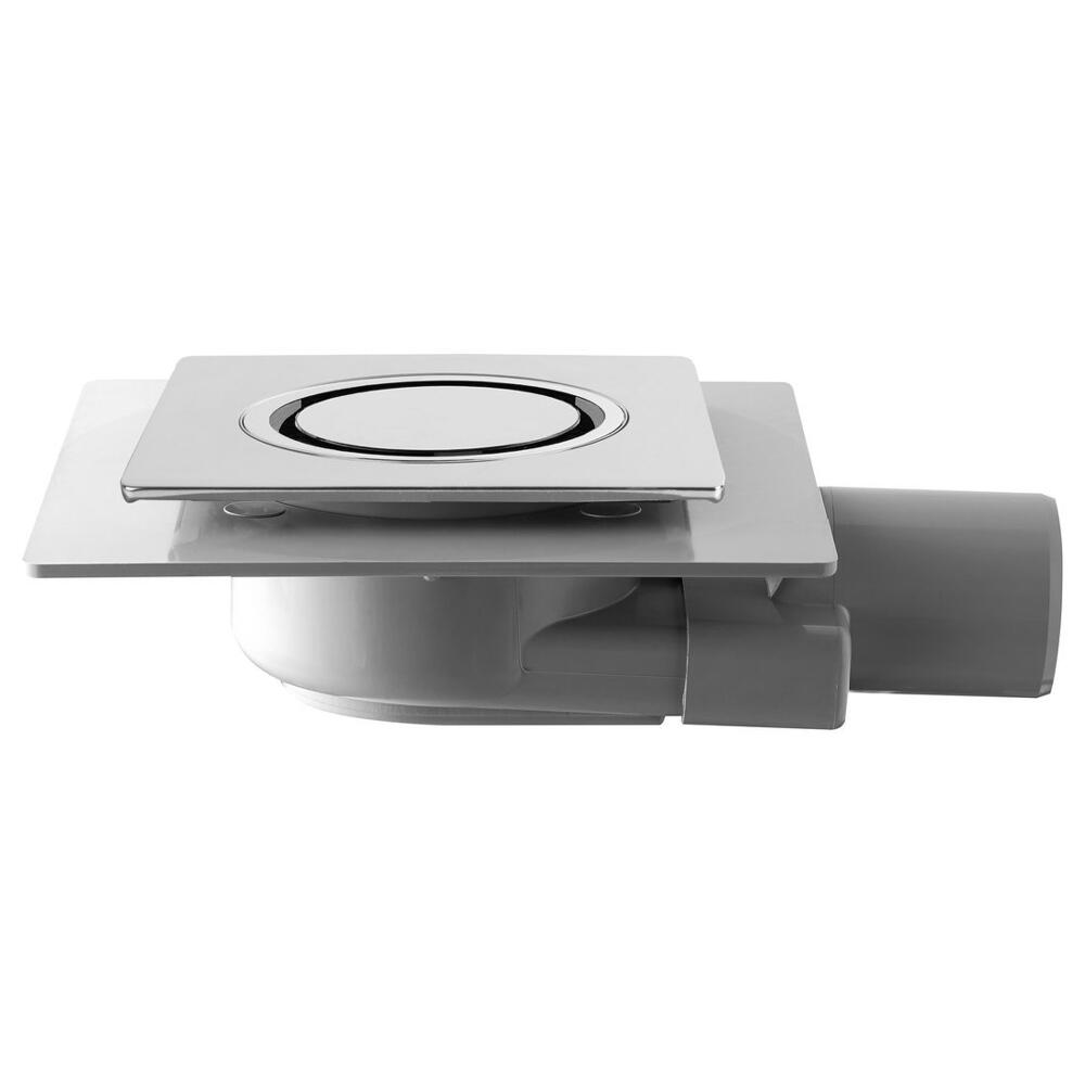 TIRANA Bodeneinlauf 100x100 mm, Ablauf waagerecht 50mm, Chrom