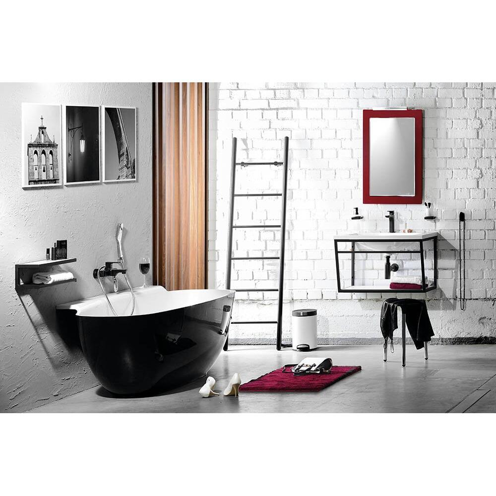 NIGRA Freistehende Gussmarmor-Badewanne 158x80x45cm, schwarz/weiß