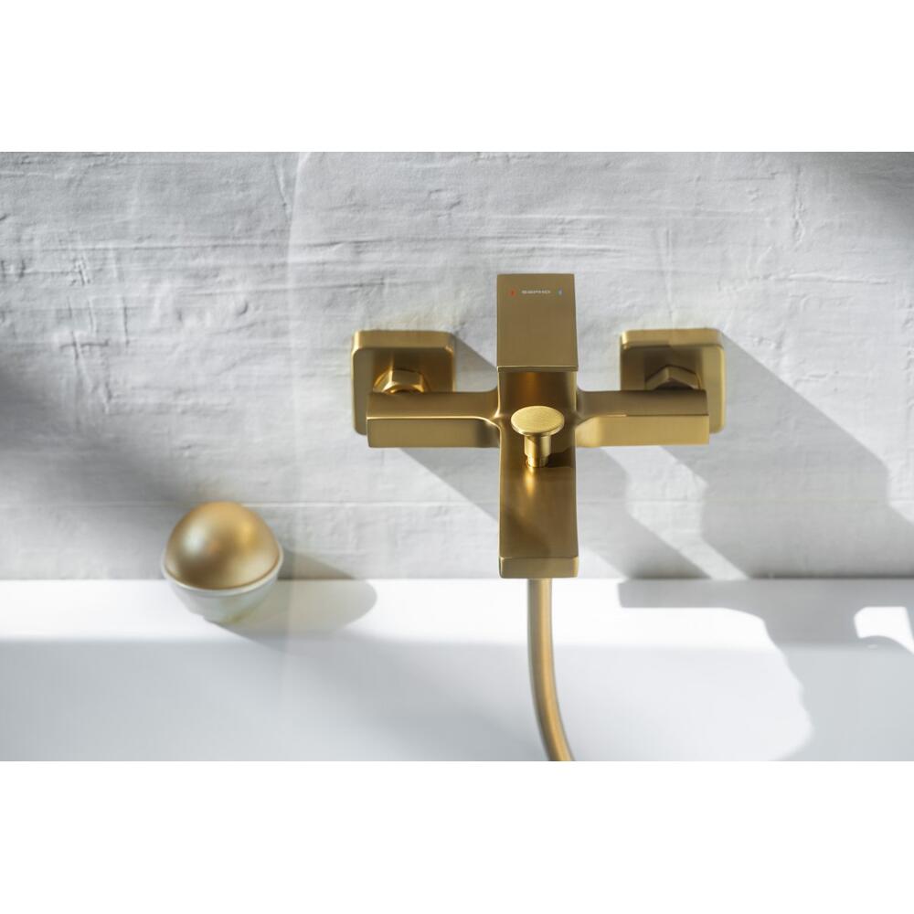 CUBEMIX Wand-Wannenarmatur, Gold matt