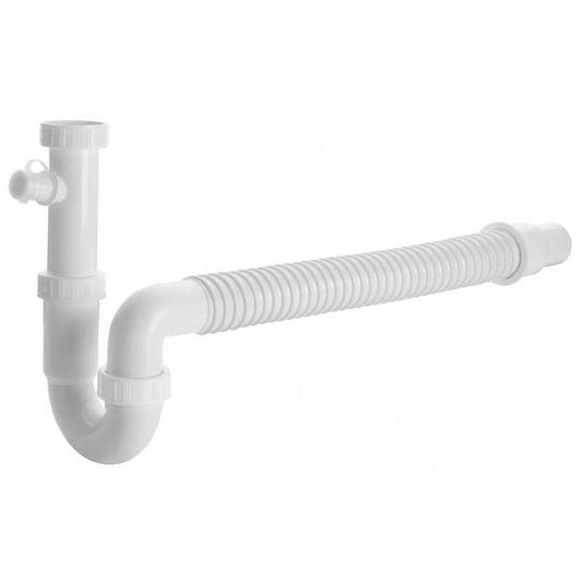Spülbecken-Siphon, flexibel mit Abzweig, 6/4", DN50/40, weiß