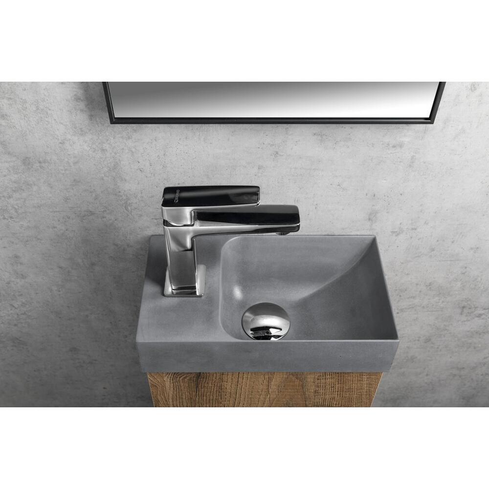 PICCOLINO Beton-Waschbecken 30,8x17cm, Wasserhahn linken, Grau matt