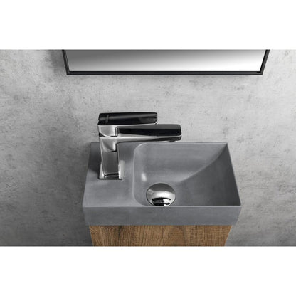 PICCOLINO Beton-Waschbecken 30,8x17cm, Wasserhahn linken, Grau matt