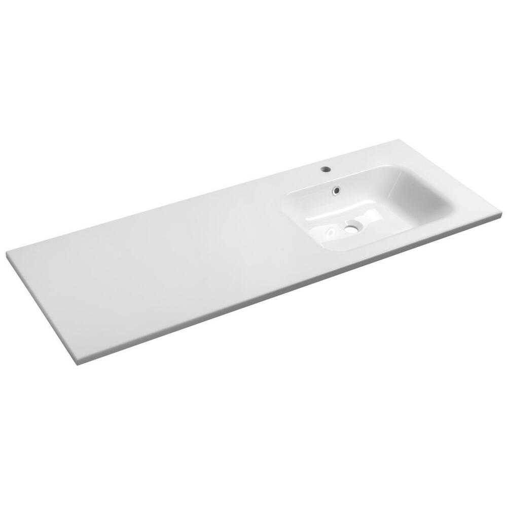 ARECA Gussmarmor-Waschtisch 141x51,5cm, rechts, weiß
