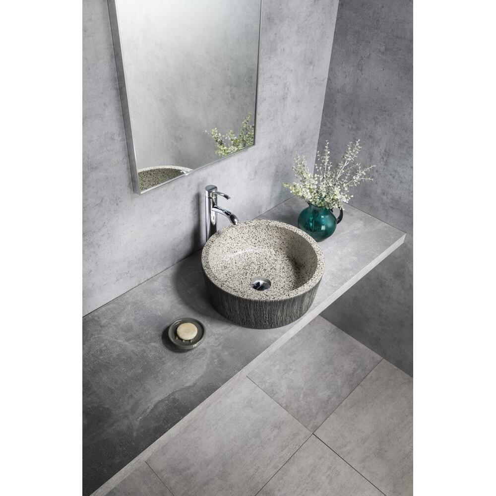 PRIORI Keramik-Waschbecken zum Aufsetzen, Durch. 41cm, Granit