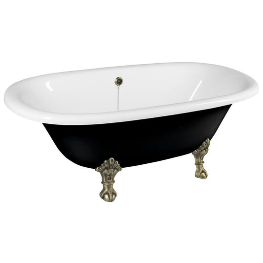 REGATA Freistehende Badewanne 175x85x61cm, Füße bronze, schwarz/weiß