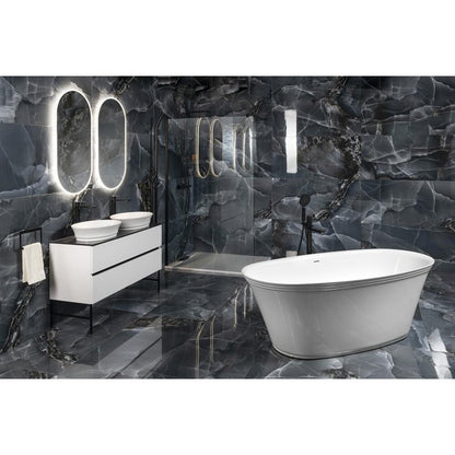 FLORINA Freistehende Gussmarmor-Badewanne 170x80x61cm, weiß