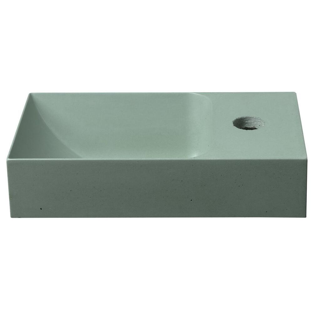 PICCOLINO Beton-Waschbecken 30,8x17cm, Wasserhahn rechten, Grün matt