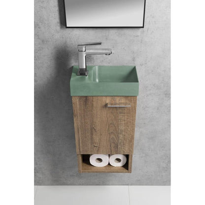 PICCOLINO Beton-Waschbecken 30,8x17cm, Wasserhahn linken, Grün matt