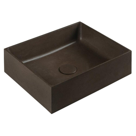 FORMIGO Betonwaschbecken zum Aufsetzen, 47,5x36,5cm, Dunkelbraun matt