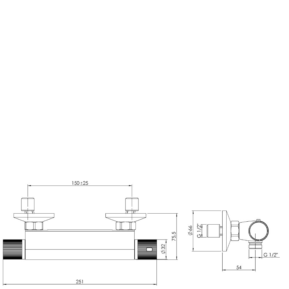 ACTION Thermostat Duscharmatur, chrom
