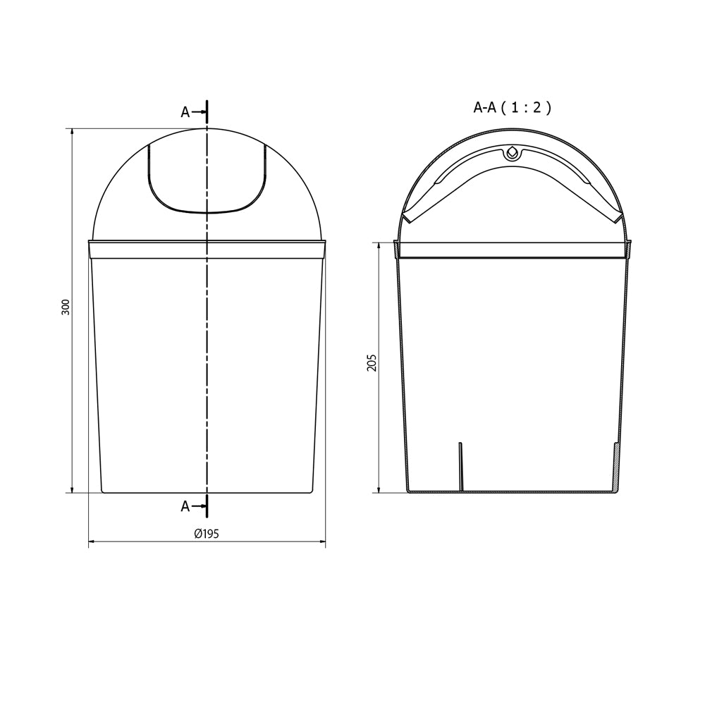 Mülleimer kippbar, 5 l, Plastik, weiß