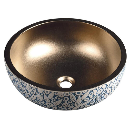 PRIORI Keramik-Waschtisch Ø 41 cm, gold/blau