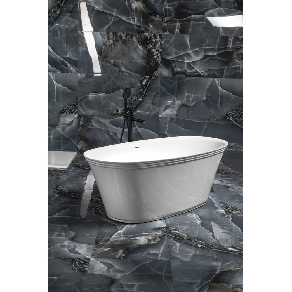 FLORINA Freistehende Gussmarmor-Badewanne 170x80x61cm, weiß