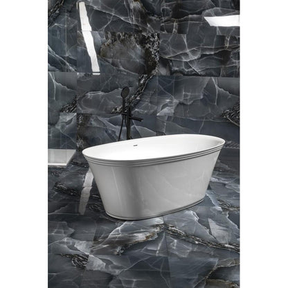 FLORINA Freistehende Gussmarmor-Badewanne 170x80x61cm, weiß