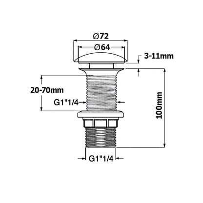 Ablaufgarnitur 5/4“ click-clack, Keramik Stopfen, H. 20-70 mm, Anthrazit