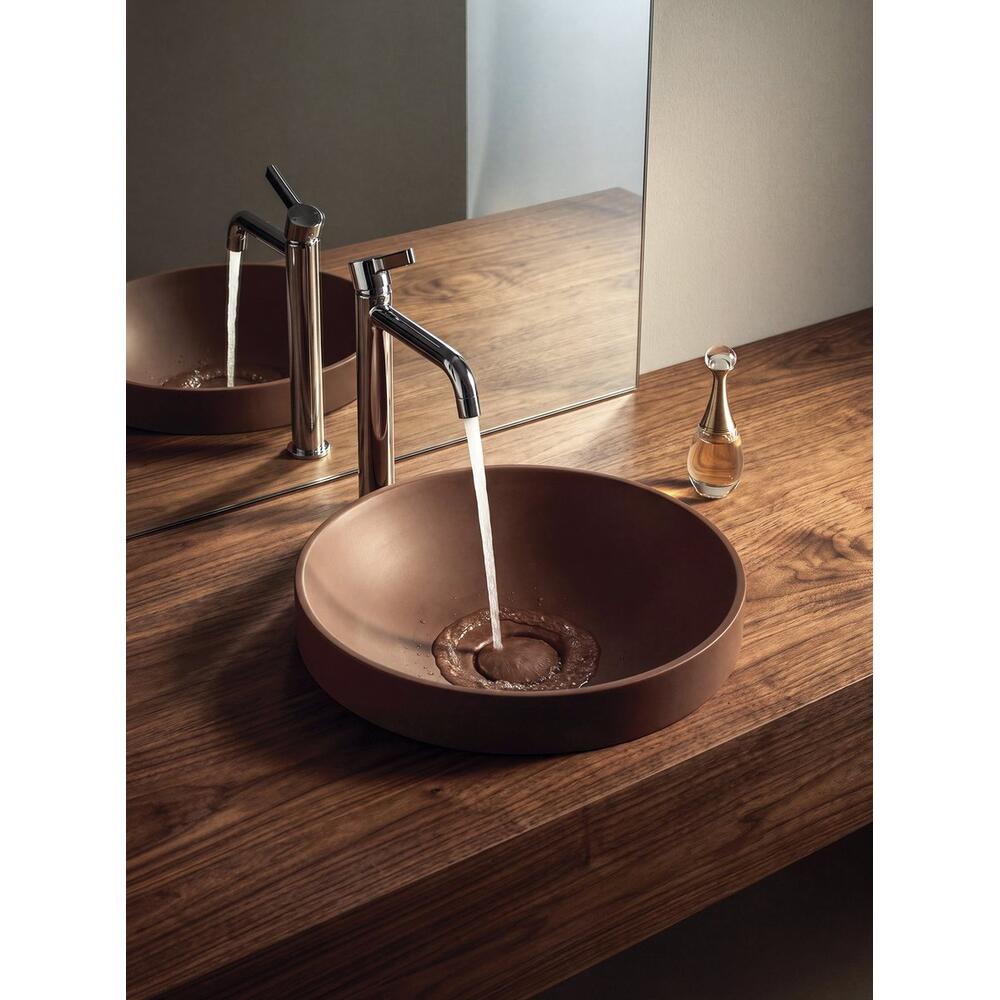 VERTO Einbauwaschtisch, Gussmarmor, Durch. 40,5cm, Braun matt
