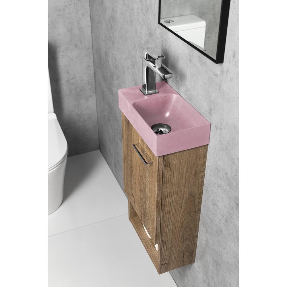 PICCOLINO Beton-Waschbecken 30,8x17cm, Wasserhahn linken, Rosa matt