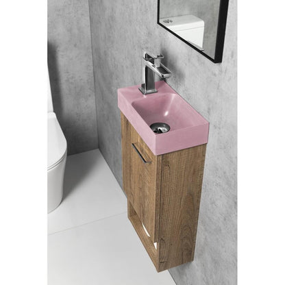 PICCOLINO Beton-Waschbecken 30,8x17cm, Wasserhahn linken, Rosa matt