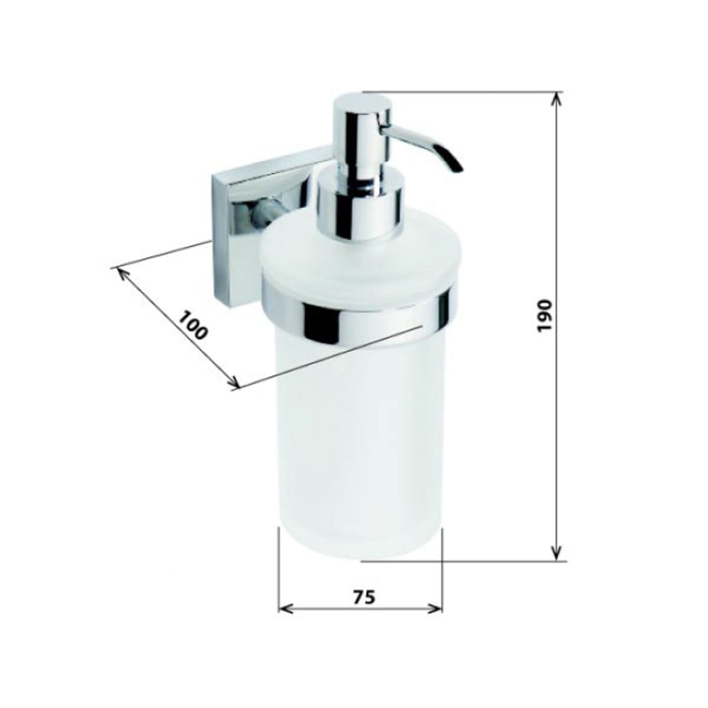 X-SQUARE Seifenspender 230ml, Milchglas, Chrom