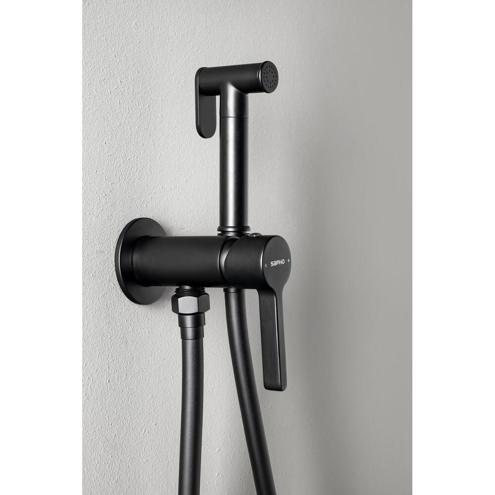 ICONIC Unterputz-Bidetarmatur mit Brausestop, rund, Schwarz matt