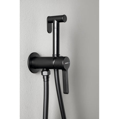 ICONIC Unterputz-Bidetarmatur mit Brausestop, rund, Schwarz matt