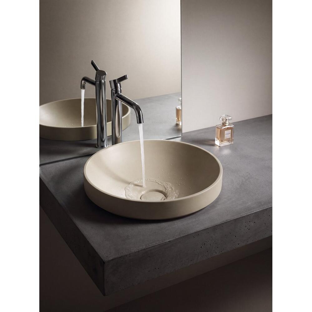 VERTO Einbauwaschtisch, Gussmarmor, Durch. 40,5cm, Beige matt