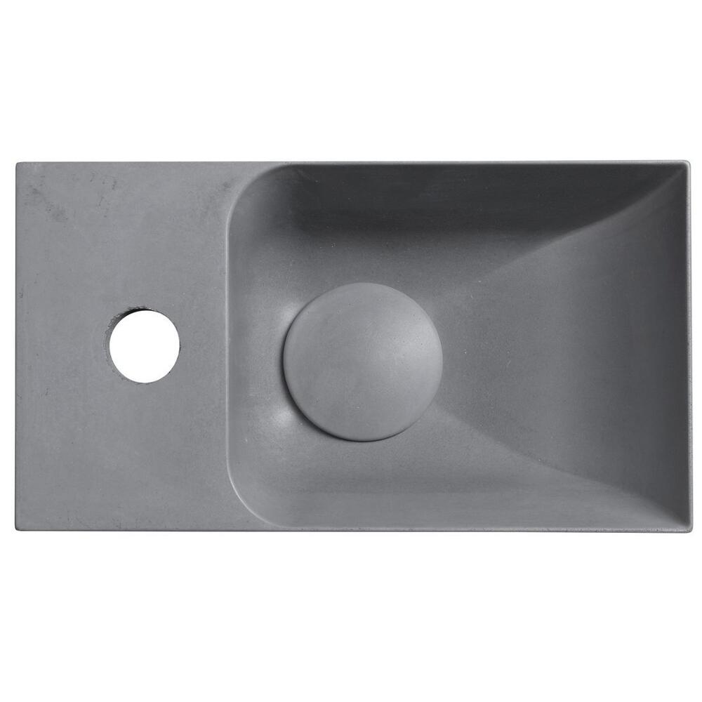 PICCOLINO Beton-Waschbecken 30,8x17cm, Wasserhahn linken, Grau matt