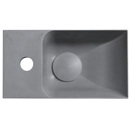 PICCOLINO Beton-Waschbecken 30,8x17cm, Wasserhahn linken, Grau matt