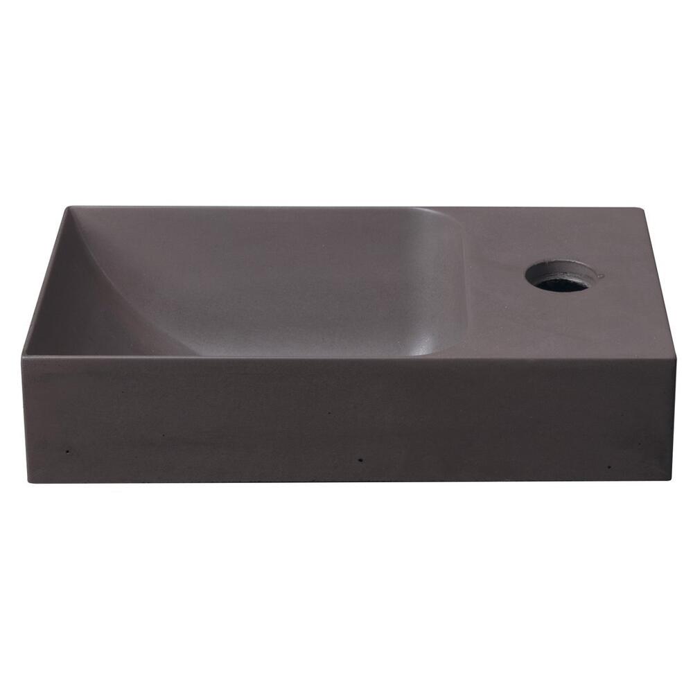 PICCOLINO Beton-Waschbecken 30,8x10x17cm, Armaturloch rechts, Dunkelbraun