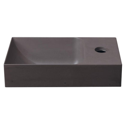 PICCOLINO Beton-Waschbecken 30,8x10x17cm, Armaturloch rechts, Dunkelbraun