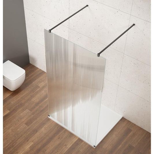 VARIO BLACK Walk-In Duschwand, freistehend, Nordic Glas, 1200 mm